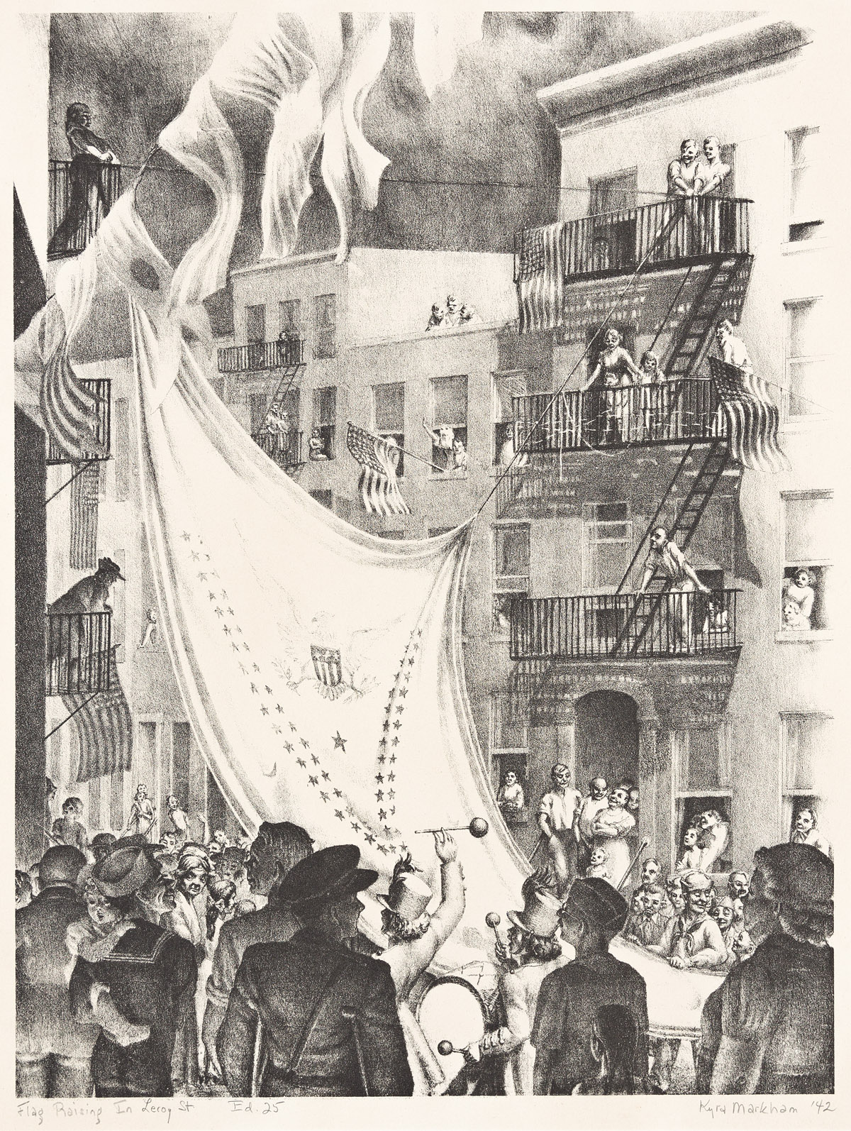 KYRA MARKHAM (1891-1967) Flag Raising in Leroy Street.